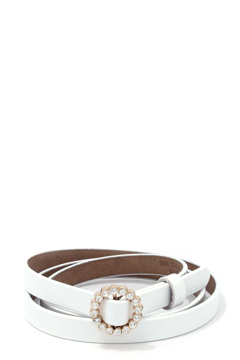 Rhinestone Buckle PU Leather Belt