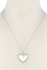 Puffy Metal Heart Locket Necklace