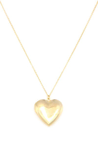 Puffy Metal Heart Locket Necklace