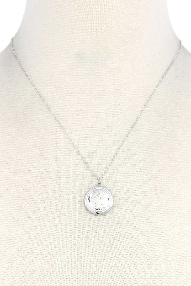 Circle Locket Metal Necklace