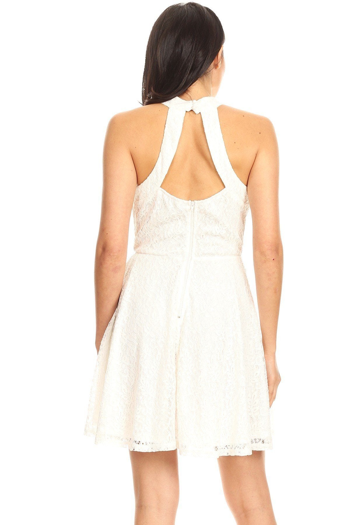 Sleeveless Lace Halter Dress