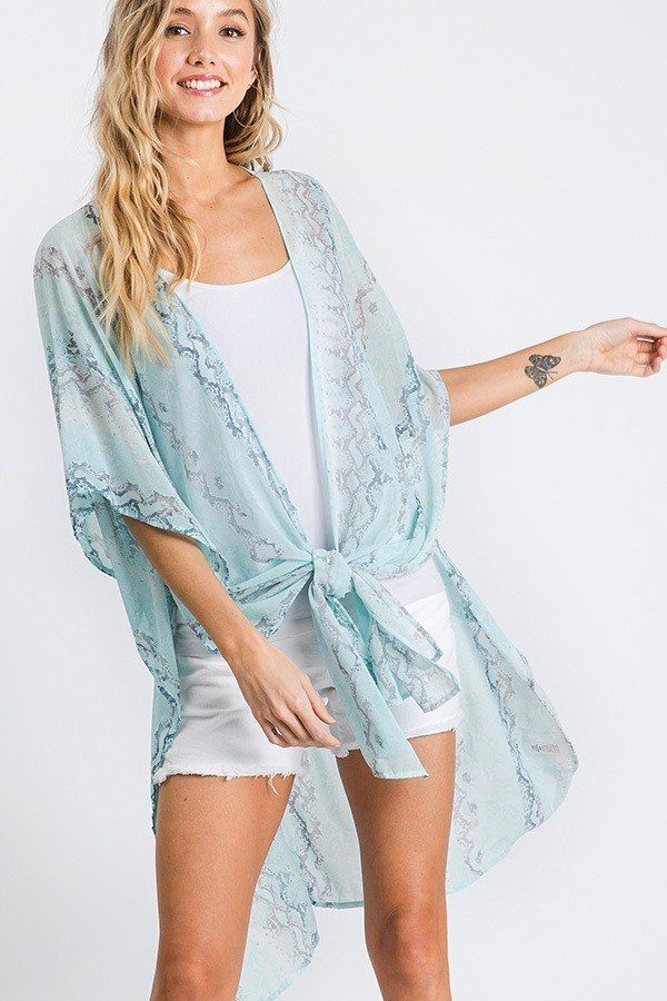 Chiffon Patterned Open Front Kimono