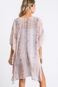 Chiffon Patterned Open Front Kimono