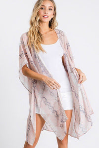 Chiffon Patterned Open Front Kimono