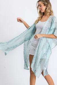 Chiffon Patterned Open Front Kimono