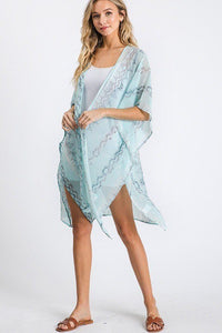 Chiffon Patterned Open Front Kimono