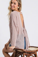 Load image into Gallery viewer, Open Back Detail Long Sleeve Top With Self Tie
