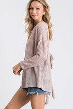 Load image into Gallery viewer, Open Back Detail Long Sleeve Top With Self Tie
