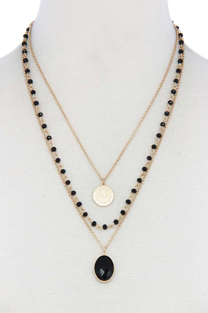 Oval Beaded Layered Necklace