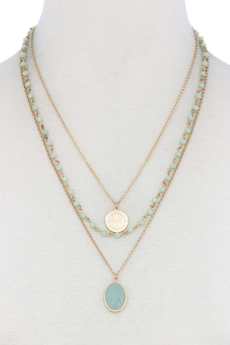 Oval Beaded Layered Necklace