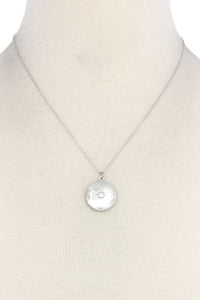 Cubic Zirconia Metal Circle Locket Metal Necklace