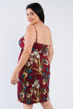 Load image into Gallery viewer, Plus Size Floral Surplice Tulip Mini Dress
