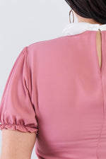 Load image into Gallery viewer, Plus Size Chiffon Embellished Peter Pan Collar Top
