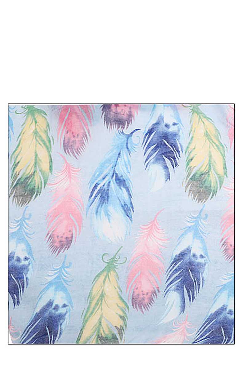 Chic Soft Multi Color Feather Print Scarf