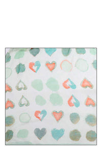 Fashion Soft Water Color Heart Print Scarf