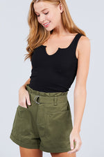 Load image into Gallery viewer, Side Pocket Rolled Up Paper Bag Cotton Short Pants
