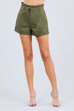 Load image into Gallery viewer, Side Pocket Rolled Up Paper Bag Cotton Short Pants
