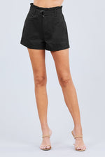 Load image into Gallery viewer, Side Pocket Rolled Up Paper Bag Cotton Short Pants
