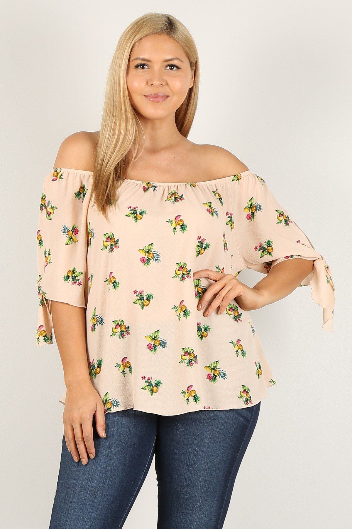 Plus Size Floral Print Top