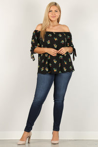 Plus Size Floral Print Top