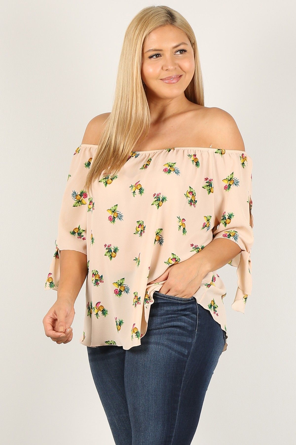 Plus Size Floral Print Top