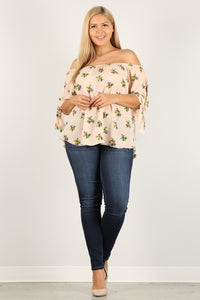 Plus Size Floral Print Top