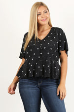 Load image into Gallery viewer, Plus Size Printed Short Sleeve Top
