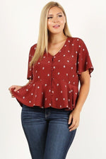 Load image into Gallery viewer, Plus Size Printed Short Sleeve Top
