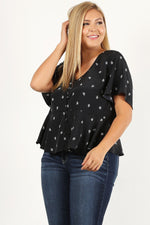 Load image into Gallery viewer, Plus Size Printed Short Sleeve Top
