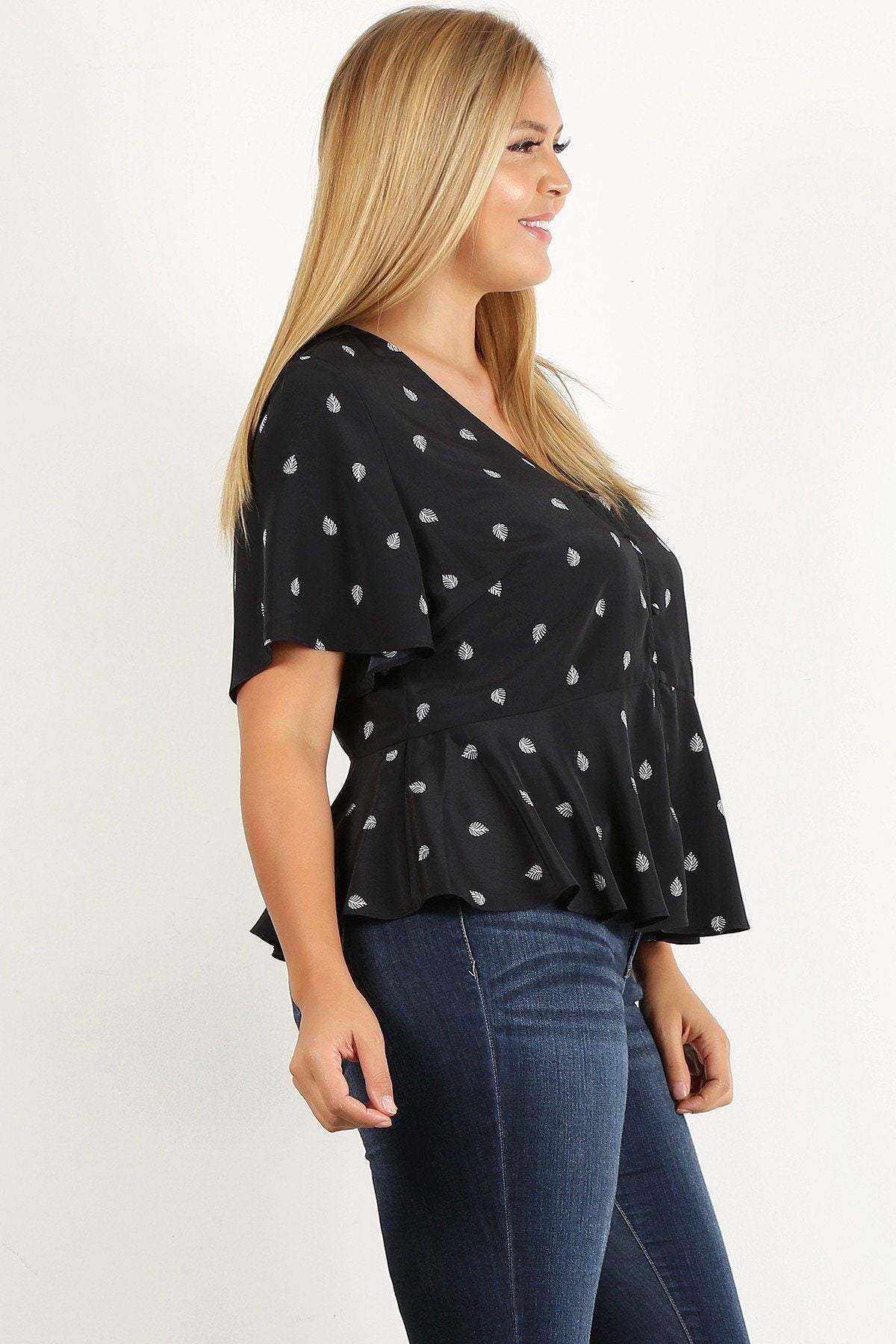 Plus Size Printed Short Sleeve Top