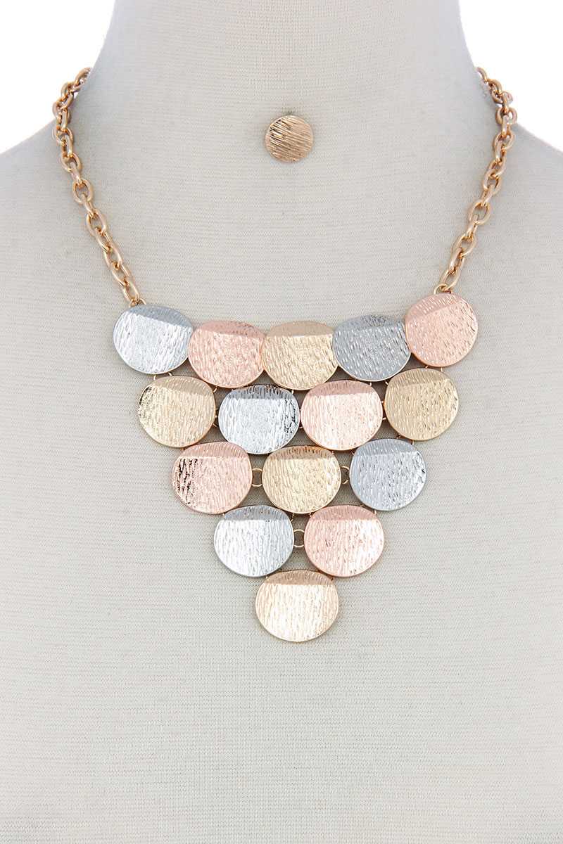 Disc Linked Bib Necklace