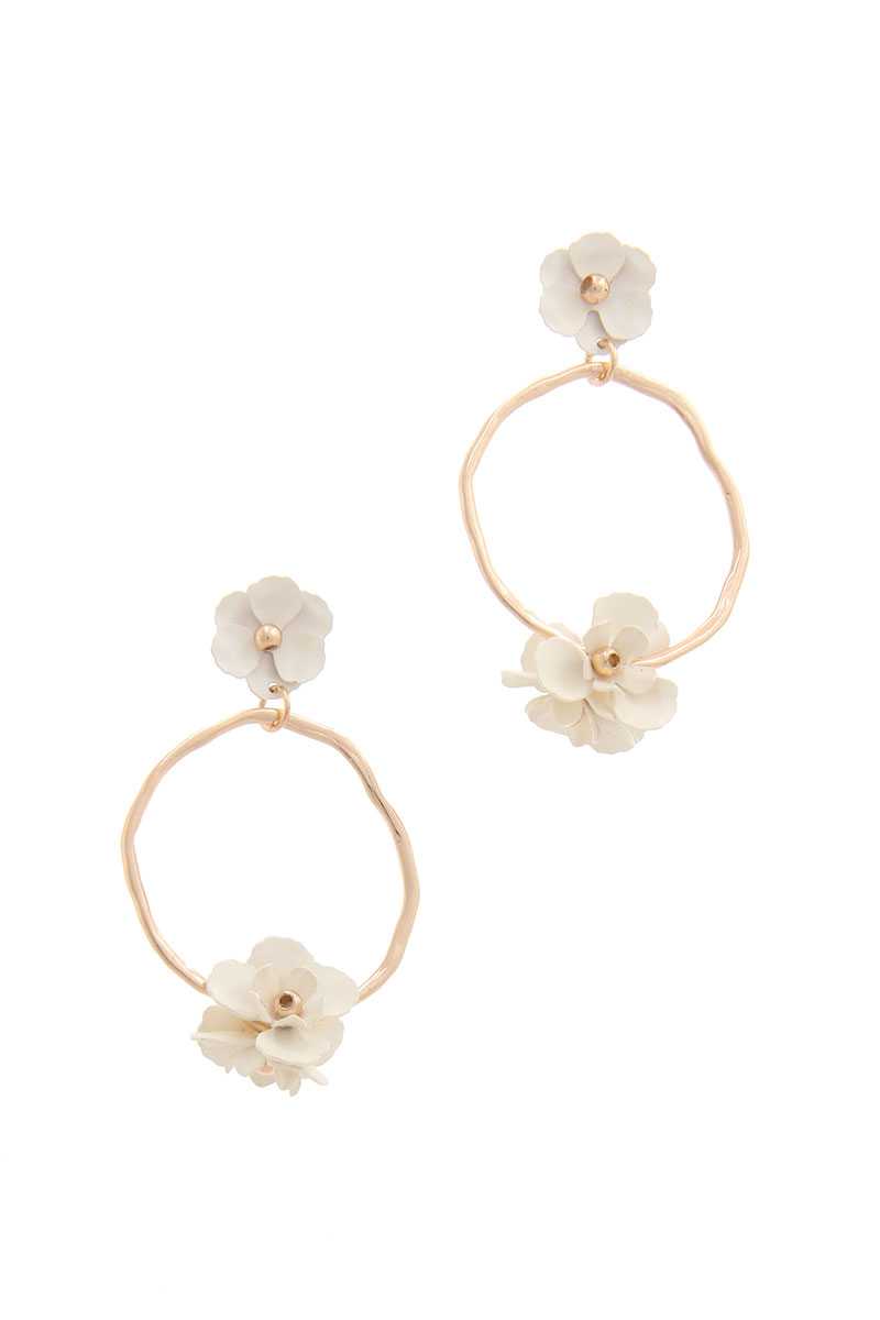 Flower Circle Post Drop Earring