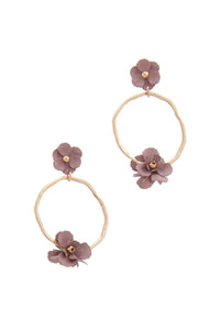 Flower Circle Post Drop Earring