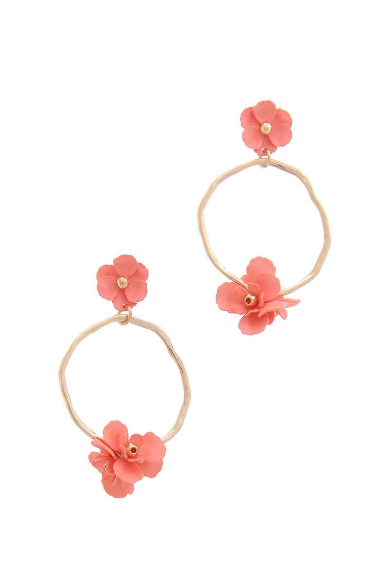 Flower Circle Post Drop Earring