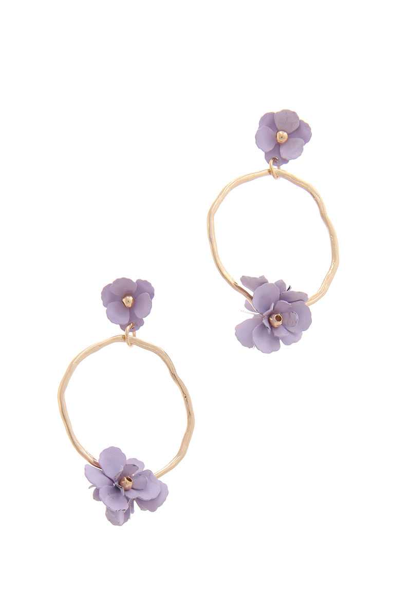 Flower Circle Post Drop Earring