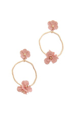 Load image into Gallery viewer, Flower Circle Post Drop Earring
