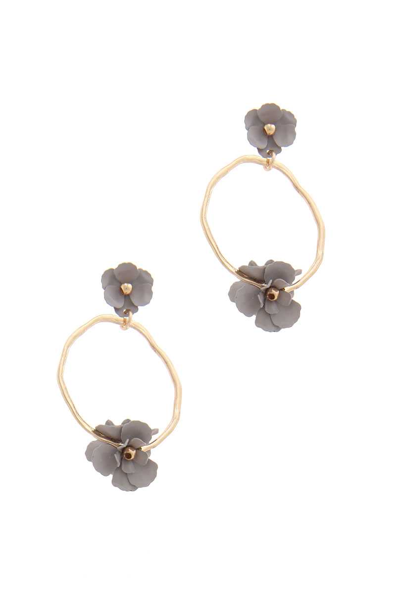 Flower Circle Post Drop Earring