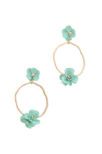 Flower Circle Post Drop Earring