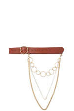 Load image into Gallery viewer, Round Buckle Belt with Triple Layer Chain Accent
