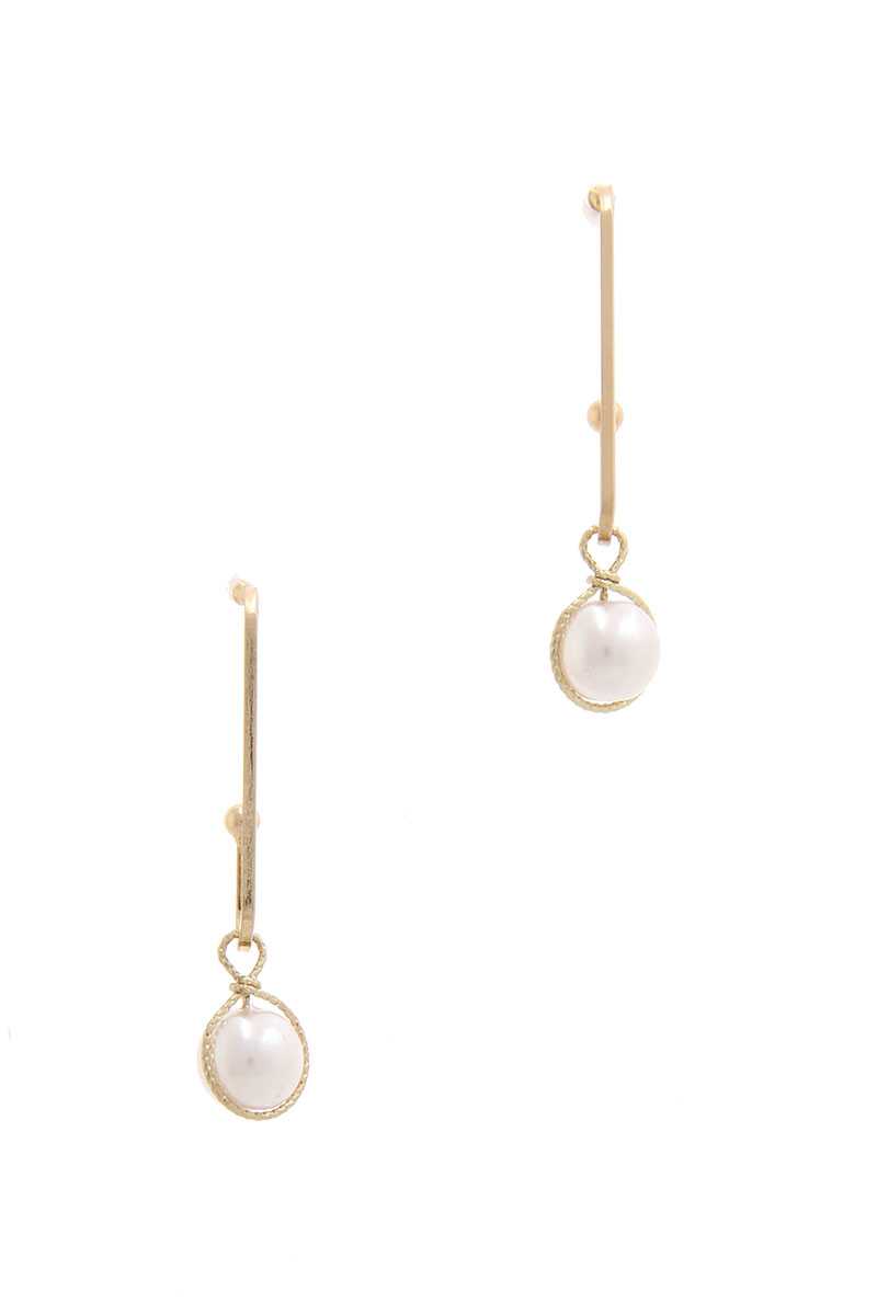 Wire Wrapped Pearl Drop Earring