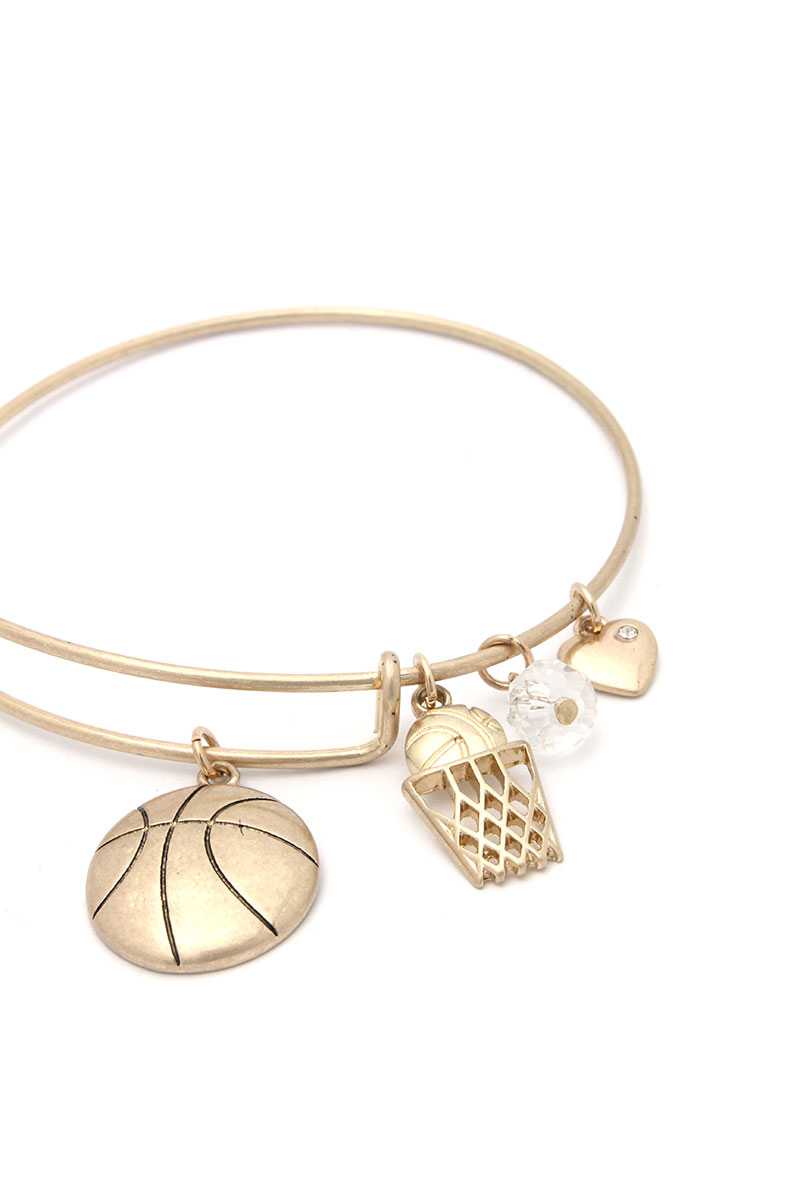 Basketball Charms Inspirational Bangle Bracelet