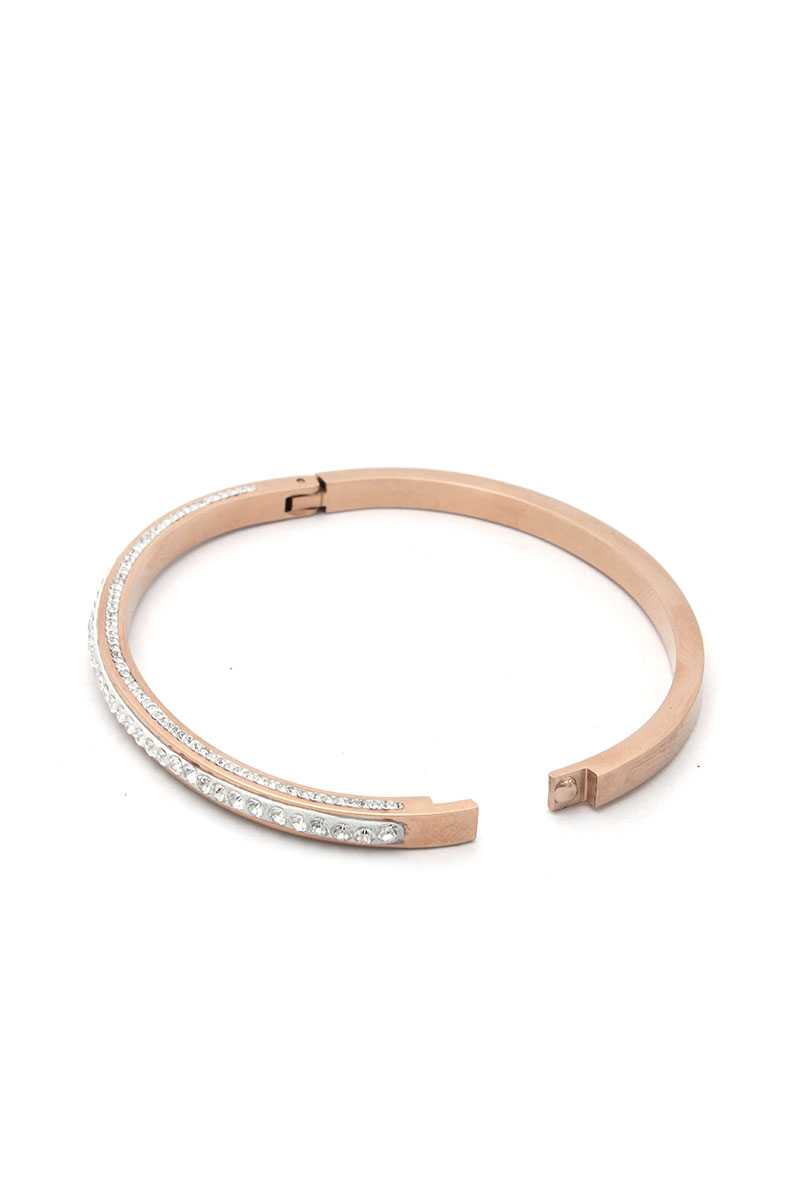 Pave Rhinestone Stainless Steel Bangle