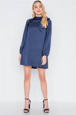 Load image into Gallery viewer, Satin Long Sleeve Side-tie Mini Dress
