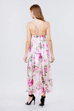 Load image into Gallery viewer, Deep V-neck W/cross Strap Print Maxi Dress
