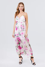 Load image into Gallery viewer, Deep V-neck W/cross Strap Print Maxi Dress
