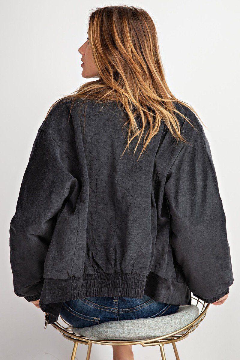 Retro Quilted Soft Corduroy Bomber Jacket