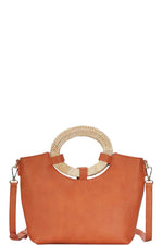 Load image into Gallery viewer, Chic Natural Woven Handle Satchel with Long Strap
