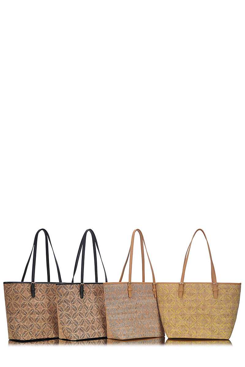 Chic Trendy Cork Textured Pattern Shopper Bag