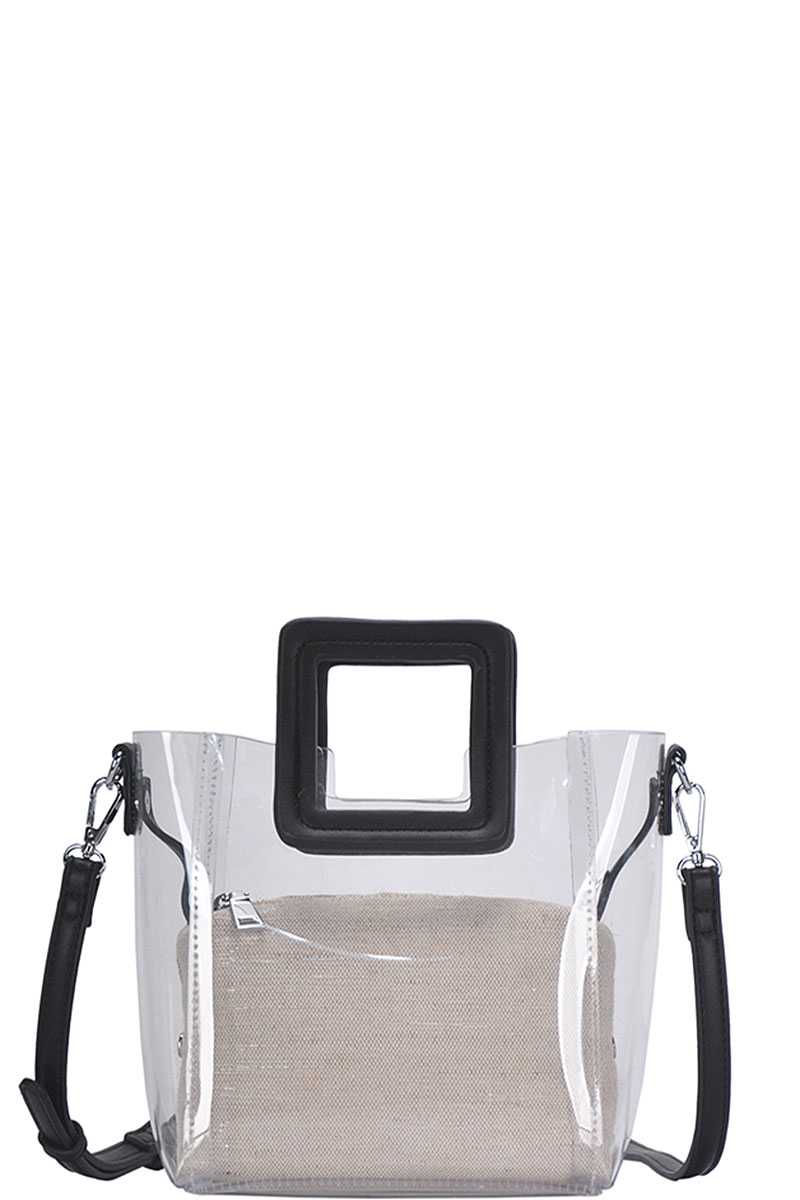 2-in-1 Transparent Satchel with Long Strap