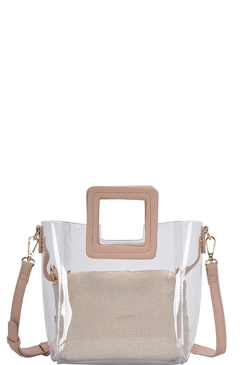 2-in-1 Transparent Satchel with Long Strap